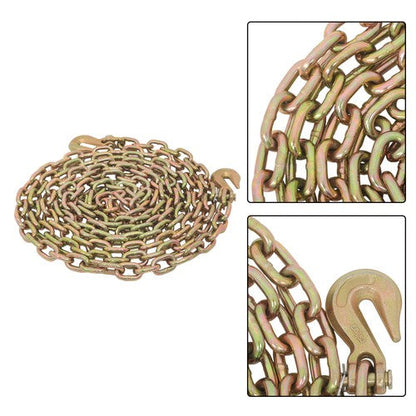 Binder Transport Chain G80 Steel 7100Lbs Tow Chain 3/8In × 20FT With Grab Hooks