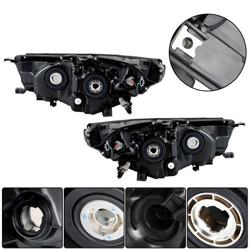 Left+Right Side Clear Front Headlights Headlamps For Toyota Highlander 2014-2016