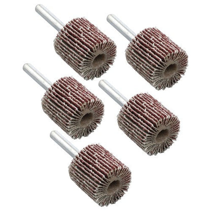 5 Pack 1" x 1" x 1/4" Shank Mounted Flap Wheels 80 Grit Aluminum Oxide
