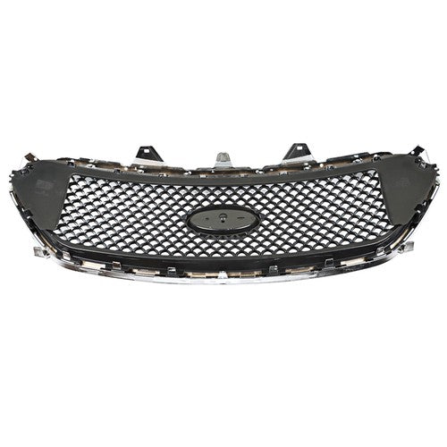 Mesh Front Upper Bumper Grille Plastic Chrome Frame For Ford Taurus 2013-2019