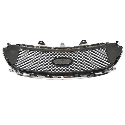 Mesh Front Upper Bumper Grille Plastic Chrome Frame For Ford Taurus 2013-2019