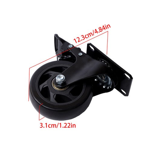 4 Inch Universal Heavy Duty Swivel Caster Wheels × 4 with Brakes Black