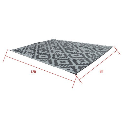 Outdoor Waterproof 9x12FT Black Gray Carpet Plastic Straw Rug For Camping Deck