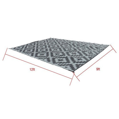 Outdoor Waterproof 9x12FT Black Gray Carpet Plastic Straw Rug For Camping Deck