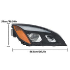 For Freightliner Cascadia Full LED Black Housing Headlights Headlamps 2018-2023