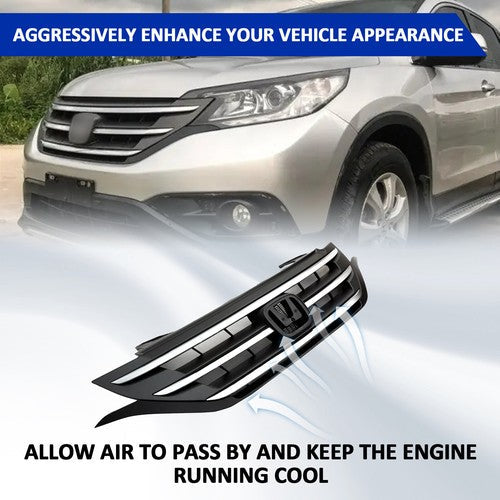 ZZ2V00502 Front Bumper Upper Grille Grill w/Chrome Trim for Honda CRV 2012-2014