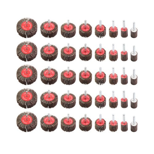 40 Pack 1/4 Inch 80 Grit Cylindrical Shape Sanding Wheels 8 Sizes Flap Wheel Set