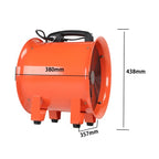 Industrial Portable Blower Steel Orange 520W 2300CFM 3300RPM 12' 32.8ft Ducting