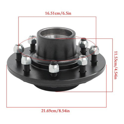2 Sets For 8-lug 6.5" Trailer Hub Kit and Square #42 Spindles-8 Pieces/set