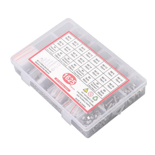 1625× M2 M3 M4 M5 Metric Screw Assortment, 304 Stainless Steel Bolts & Nuts