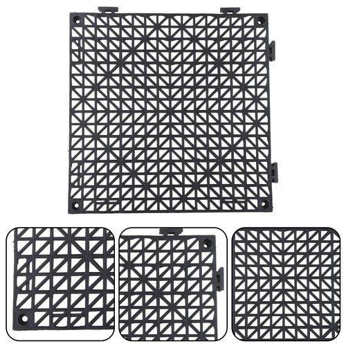 50 Pack Interlocking Deck Tiles PP Drainage Tiles Floor Tiles 12 x 12 inch Black