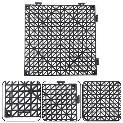 50 Pack Interlocking Deck Tiles PP Drainage Tiles Floor Tiles 12 x 12 inch Black