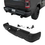 w/ Vent,w/o Sensor Holes Black Metal Rear Bumper Suitable For RAM 1500 2019-2022