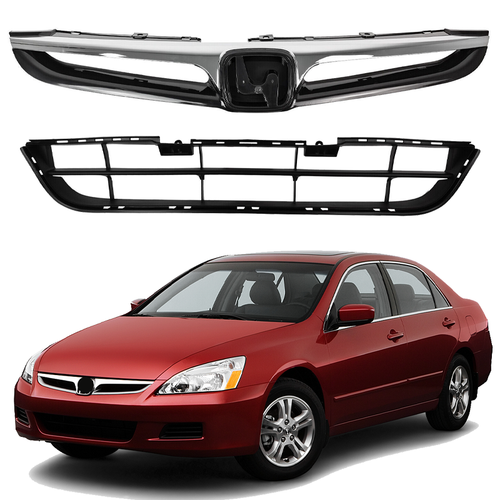 Front Upper & Lower Grille 2pcs for 2006-2007 for Honda Accord 4DR Sedan