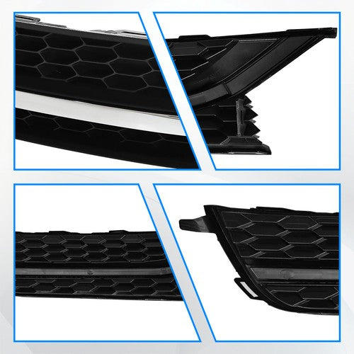 Front Bumper Lower Grille & Fog Light Bezel Cover LH+RH For 2012-2015 VW Passat