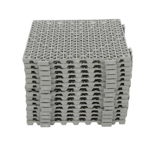 12"x12" Gray PVC Non-Slip Interlocking Drainage Floor Mat For Bathroom 55 Pack