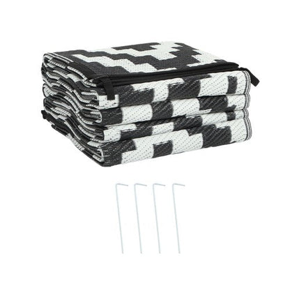 6x9 ft Waterproof Outdoor Rug Outdoor Plastic Straw Rug Carpet Black & White