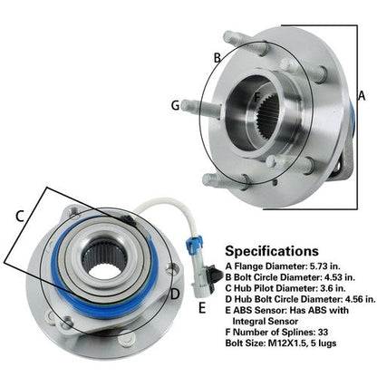 For Chevrolet Impala 2000-2013 1pc Front Rear Wheel Hub Bearing Assembly 513121