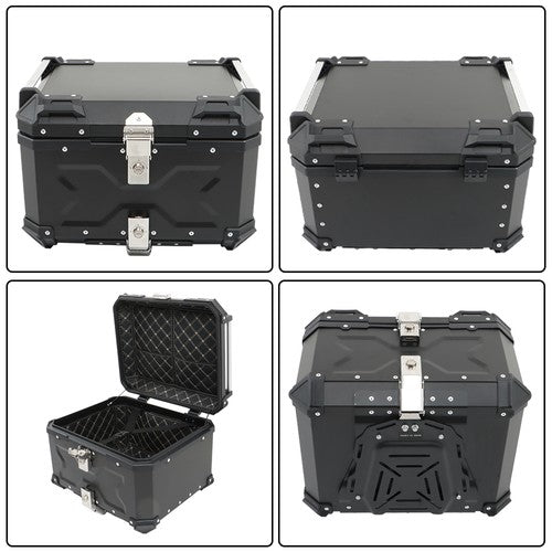 55L Motorcycle Top Case Tail Box Waterproof Luggage Scooter Trunk Storage Black
