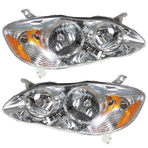 Headlights For Toyota Corolla 2003-2008 LH+RH 1Pair Chrome Housing Clear Lens