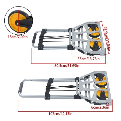 264Lb Capacity Alloy Steel Folding Trolley Heavy-Duty Luggage Trolley Cart
