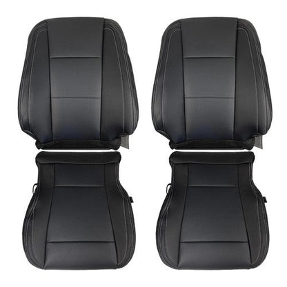 Black For Ford F150 2015-2017 Driver&Passenger Bottom And Top Seat Cover Leather