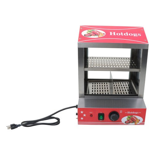 27L Hot Dog Machine Hot Dog Steamer with Bun Warmer 500W 175 Hotdogs 40 Buns