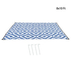 8x10FT Waterproof Foldable Outdoor Plastic Navy Blue White Carpet