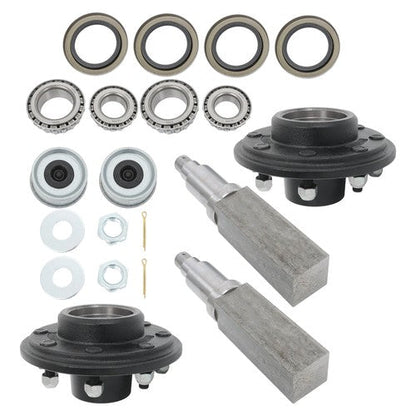 2 Sets For 8-lug 6.5" Trailer Hub Kit and Square #42 Spindles-8 Pieces/set