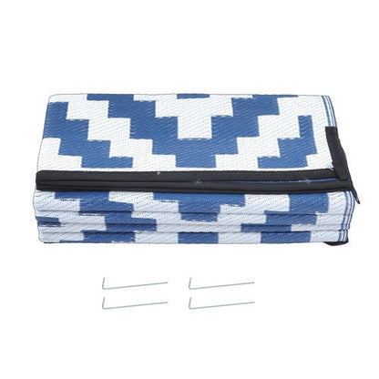 Waterproof Plastic Foldable Rug 8x10FT Outdoor Carpet Navy Blue White
