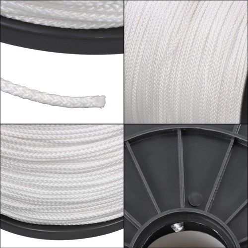 1/8 Inch Hollow Braid Polypro Rope 1000FT 350 Pounds Tensile Strength White