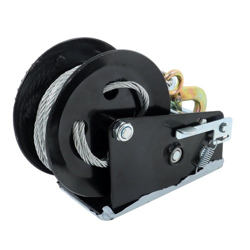 Winch Steel+Polyester Black 3500lbs 33ft 4:1/8:1 26mm Hook Bidirectional Ratchet