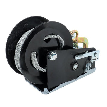 Winch Steel+Polyester Black 3500lbs 33ft 4:1/8:1 26mm Hook Bidirectional Ratchet