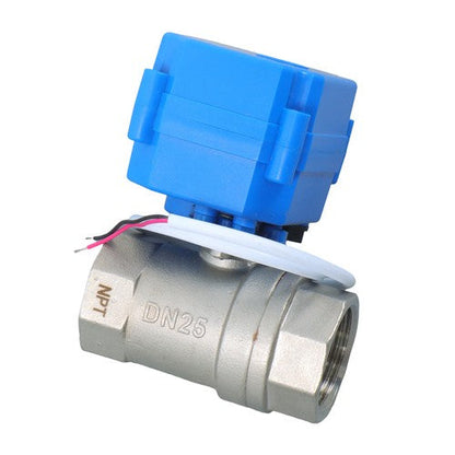 Solid Motorized Ball Valve 3/4in Full Port SS 9-24V AC/DC NC Auto Return