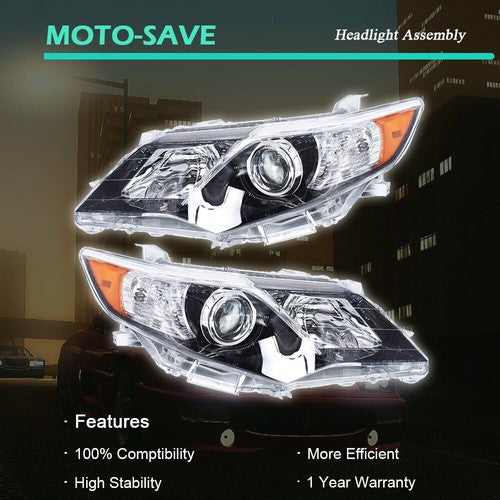 Driver + Passenger Side Headlight Projector Headlamps For Toyota Camry 2012-2014