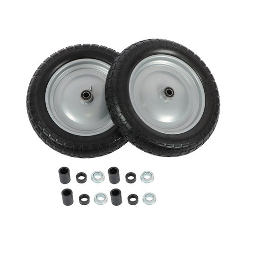 2PCS 14.5x4-8 Solid Wheels w/Toothed Tread, Silver Hub Black&Silver Replace Tire