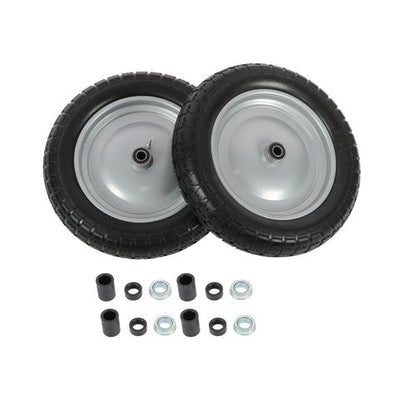 2PCS 14.5x4-8 Solid Wheels w/Toothed Tread, Silver Hub Black&Silver Replace Tire
