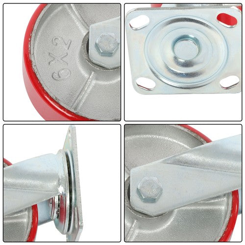 6" × 2" Tilt Casters Heavy Duty Swivel Caster Wheel 1250 Lbs Industrial Casters