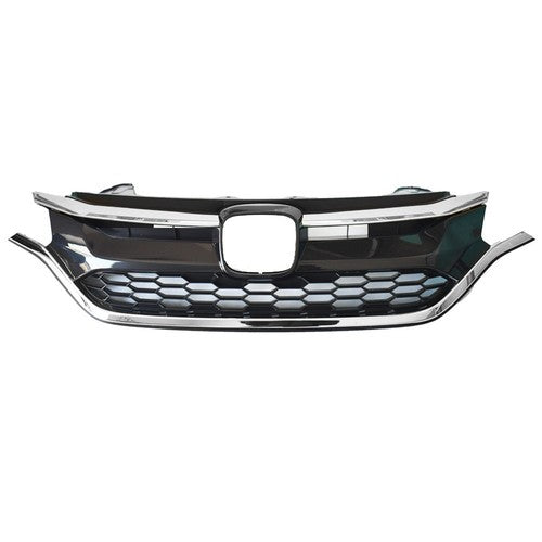 Front Grille Upper Trim & Lower Grille For Honda CRV 2015-2016 Black Plastic