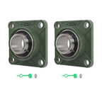 2 × UCP209-28 Pillow Block Flange Bearing 1-3/4" Bore 4 Bolt Solid Base