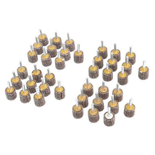 1" x 1" x 1/4" 60/80/120/240 Grit Shank Mounted Flap Wheels Set - 40 Pack