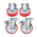 6" X 2" Industrial Casters - 2 Fixed and 2 Swivel Caster Wheels with Brakes