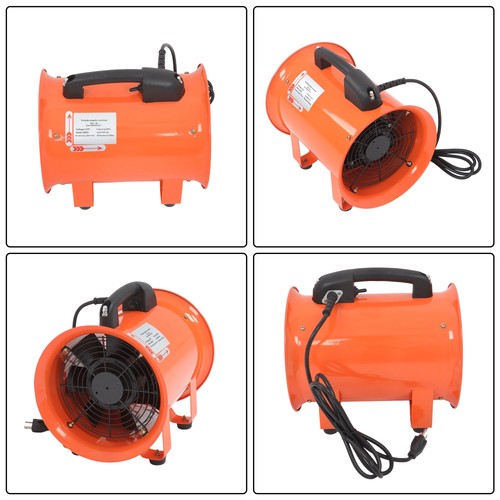 Steel Portable Blower 180W 900CFM 3450RPM 8 Inch 33ft Ducting Orange