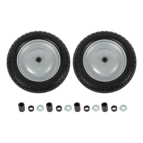 2PCS 14.5x4-8 Solid Wheels w/Toothed Tread, Silver Hub Black&Silver Replace Tire