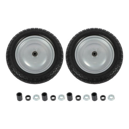 2PCS 14.5x4-8 Solid Wheels w/Toothed Tread, Silver Hub Black&Silver Replace Tire