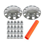 Wheel Axle Hub Cover Kit Semi Truck Wheel Front 33mm Nut Covers Set 2 Of Chrome