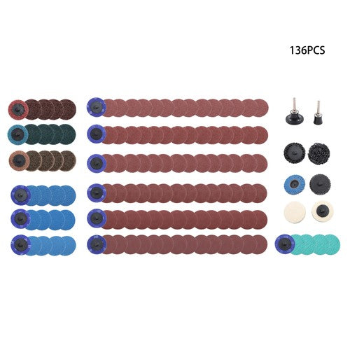 136 Pack Sanding Discs Set 2 inch Quick Change Discs with 1/4 inch Holder