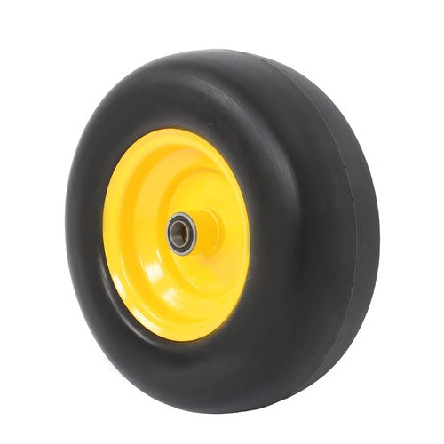2Pcs 13x5.00-6 Flat Free Lawn Mower Tire And Wheel Solid Smooth Tread Yellow Rim