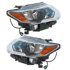 LH+RH For Nissan Rogue 2017-2019 Headlamps Assembly Clear Lens Halogen Chrome