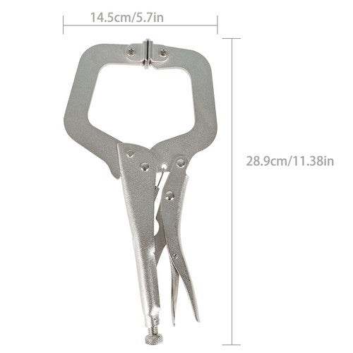 Adjustable C-Clamp Locking Pliers Set 11" Locking Welding With Swivel Pads 6 Pcs